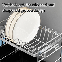 Égouttoir à vaisselle de cuisine durable à 2 niveaux, extensible et réglable, en acier inoxydable, pour placard coulissant
