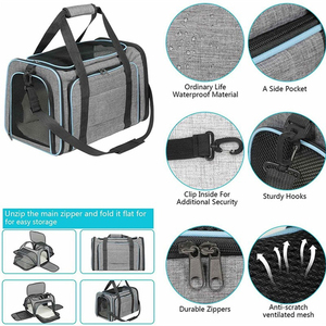 Handheld <b>Pet</b> <b>Carrier</b> Bag - Expandable Dual Compartment for Cats & Small <b>Pets</b> - Product Image 6