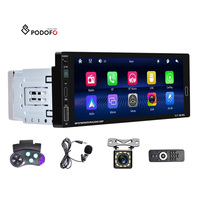 Lecteur MP5 de voiture sans fil Podofo 6,86 pouces 1Din avec écran tactile, Android Auto, BT, TF, AUX, USB TYPE-C, caméra de recul d'usine
