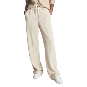 Pantaloni da <span class=keywords><strong>donna</strong></span> personalizzati in cotone <span class=keywords><strong>Beige</strong></span> a maglia Casual e comodi pantaloni da <span class=keywords><strong>donna</strong></span> a righe larghi a vita alta - Product Image 1
