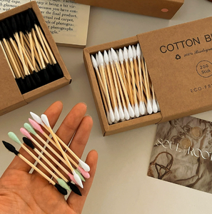 Bâtonnets de coton écologiques en bambou à double embout, bâtonnets de nettoyage d'oreilles en bois pour le soin du visage - Product Image 3