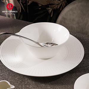Cuencos blancos con borlas WEIYE, cuencos redondos <span class=keywords><strong>de</strong></span> porcelana para cena, <span class=keywords><strong>arroz</strong></span>, <span class=keywords><strong>sopa</strong></span>, ensalada, cerámica, logotipo personalizado, <span class=keywords><strong>restaurante</strong></span>/4/4, 5/5/6/7/8/9 pulgadas, cuencos blancos - Product Image 5