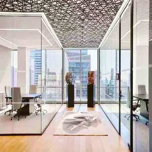 Лучшее качество, Офисная двойная стеклянная перегородка, коммерческая перегородка для офисной комнаты со встроенными дверями