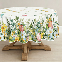 Nappe ronde florale de printemps, résistante à la chaleur et aux taches, pour la décoration de table, housse de table d'été, vente en gros d'usine, ornement pour la maison
