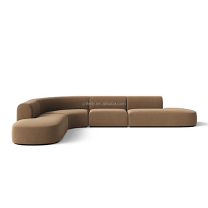 <span class=keywords><strong>Canapé</strong></span> modulaire en L FERLY Organic Modern 4 pièces avec double chaise longue, design sculptural incurvé pour salon - Product Image 2