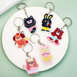 Custom Cartoon <b>Anime</b> Cute Little Animal Puppy Acrylic UV Printing <b>Keychain</b> Pendant Fashion Trend Souvenir Gift Decoration - Product Image 1