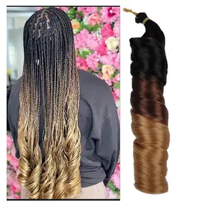 Французские кудряющие волосы для косичек, распущенные волнистые косички, волосы крючком, испанские вьющиеся спиральные синтетические волосы для наращивания для женщин