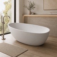 Baignoire autoportante élégante en résine de pierre pour villa et manoir, surface solide, équipement sanitaire de haute qualité