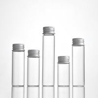 Flacon en verre tubulaire transparent de 2,2 cm (0,87 pouce) de large, 5 ml, 6 ml, 8 ml, 10 ml, 12 ml, 15 ml, 17 ml, 20 ml, 25 ml, 35 ml, avec bouchons en aluminium