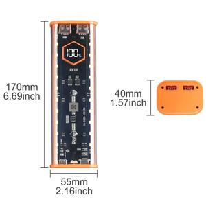 Caja de Almacenamiento para Baterías con 4 Ranuras para 21700, Carcasa para Banco de Energía DIY, Carga Rápida PD de 22.5W, Doble USB, Sin Celdas - Product Image 5