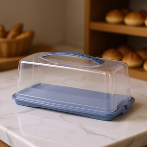 Contenedor para pasteles Rotho con tapa transparente y asa azul para almacenamiento en panadería - Product Image 3