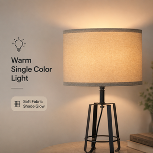 Modern Iron <b>Table</b> Lamp Set Of 2 Fabric Shade E27 Bulb Warm Bedroom <b>Bedside</b> Nightstand Living Room Ambient Light - Product Image 3