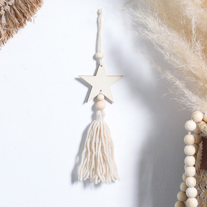 Décoration <span class=keywords><strong>murale</strong></span> bohème en macramé fait main en coton beige et bois, <span class=keywords><strong>soleil</strong></span>, <span class=keywords><strong>lune</strong></span>, étoile, 25 cm, ornement de décoration intérieure - Product Image 3