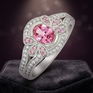 Bague de cocktail Gourik en argent sterling 925 avec zircon rose taille ovale, sertie à griffes, 4,23 g, design unique pour femme, bijou de fiançailles - Product Image 4