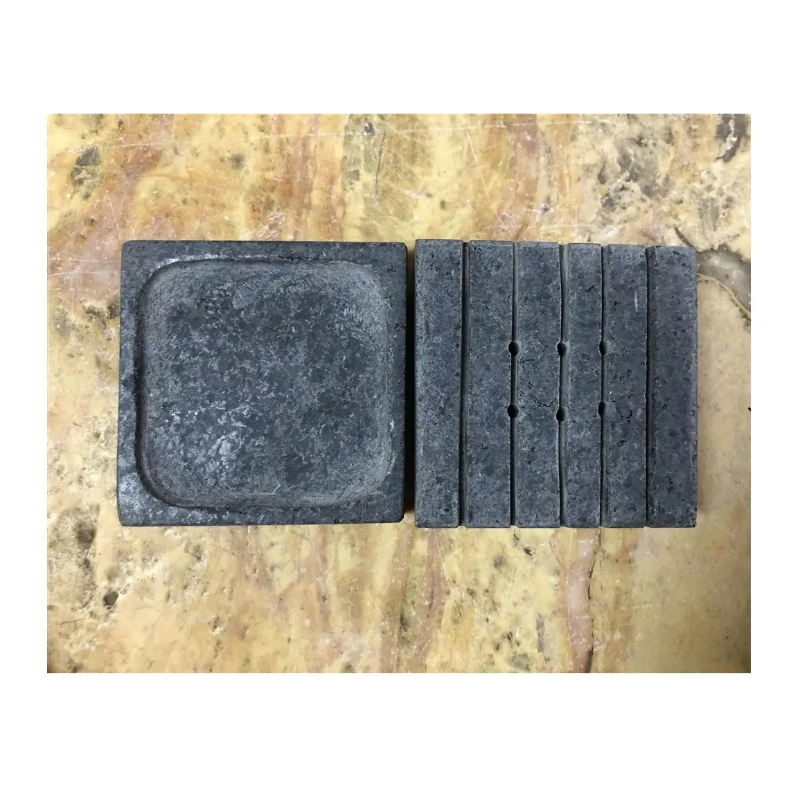 2 In 1 Unieke Aangepaste Natuurlijke Graniet Marmer Zwarte Steen Zeephouder Zeepbakjes Voor Badkamer Keuken