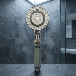 Pommeau de douche circulaire moderne et durable en aluminium de 20 cm à fixation murale, épaisseur de 1,2 mm et finition polie pour salle de bain - Product Image 4