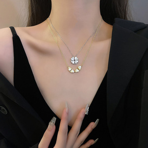 Collier en acier inoxydable au design unique KISSWIFE, tendance personnalité, bijoux pliables, <span class=keywords><strong>pendentif</strong></span> trèfle à quatre <span class=keywords><strong>feuilles</strong></span> - Product Image 3
