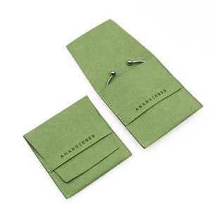 カスタムロゴマイクロファイバースナップボタンジュエリー収納バッグ挿入パッド付きジュエリーホルダージュエリーポーチ - Product Image 3