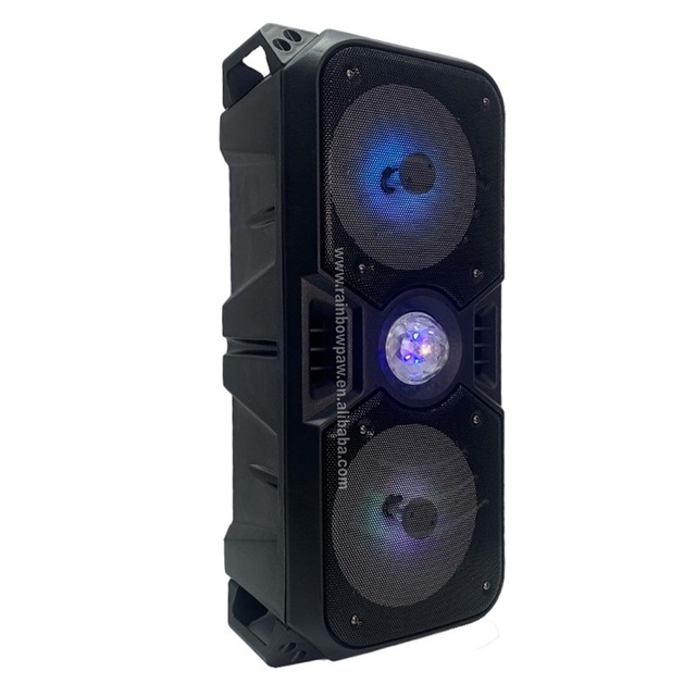Kts Gts-2075 Double 6.5 Inch Subwoofer Karaoke Party Speaker Colorful Wireless Portable Bt Speaker Partybox Wired Microphone