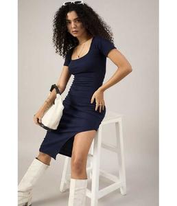 Vestido Midi Ajustado de Verano para Mujer, Natural, Elástico, de Algodón, Sólido, Asimétrico, Suave, Cómodo, Estilo Occidental, para Fiesta o Noche - Product Image 1