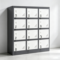 Casier de rangement métallique à 12 portes avec serrure à clé, casiers en acier ventilés, structure démontable, caractéristiques écologiques pour écoles et gymnases