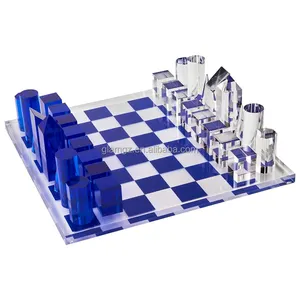 Design Premium personalizado Decoração Acrílico Cristal Brinquedos Peças De Luxo Board Set Xadrez Jogos