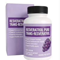 Resvératrol Trans Pur 1480mg Gélules 98% Pureté Végétalien Antioxydant Complément Alimentaire Vieillissement Sain Énergie OEM