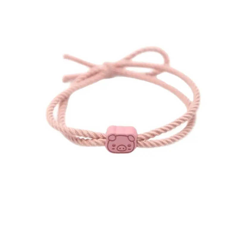 Vente chaude Coréen Simple Doux Mignon Rose Dessin Animé Porcinet Cheveux Cravates Pour Bébé Filles En Gros