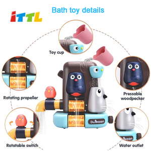 ITTL Stem bagno casa sull'albero doccia animale vasca da bagno giocattolo forniture per il bagnetto del bambino doccia con tazza impilabile per bambini - Product Image 3