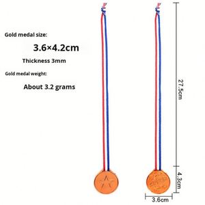 Médailles de récompense en plastique pour enfants, faible coût, couleurs cuivre, argent, or, avec ruban de cou, pour fêtes, sports et événements - Product Image 2