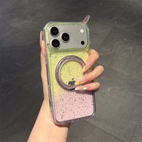 Étui de téléphone Lichicase avec paillettes scintillantes dégradées pour iPhone 18 Pro 18 Pro Max, coque arrière magnétique hybride 2 en 1