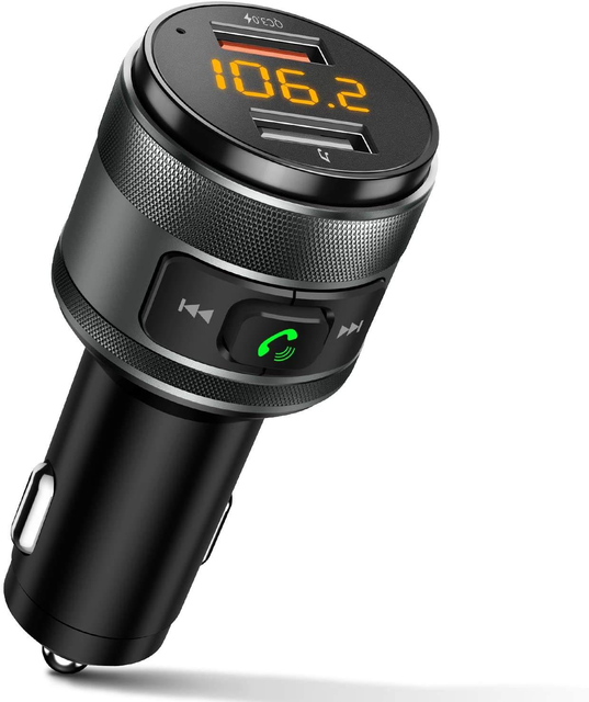 Universal Wireless FM Transmitter for Car - Dual USB QC3.0 Fast Charge Handsfree Call MP3 Player & U Disk