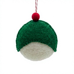 Handmade Eco-Friendly Snowman Face Ornament Green Red Hat Certified Wool <b>Christmas</b> <b>Tree</b> Decoration Indoor Holiday Decor - Product Image 3