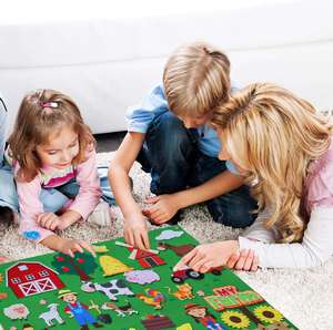 Montessori Storytelling Eco-friendly Felt Flannel Board <b>Set</b> 40Pcs <b>Farm</b> Animals Preschool Toddler Interactive Play Kit - Product Image 5