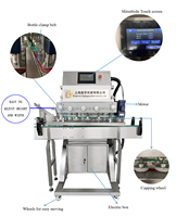 Machine automatique de remplissage, de bouchage et d'étiquetage de bouteilles d'huile comestible (olive, légumes, arachide, noix de coco, palme, cacahuète)