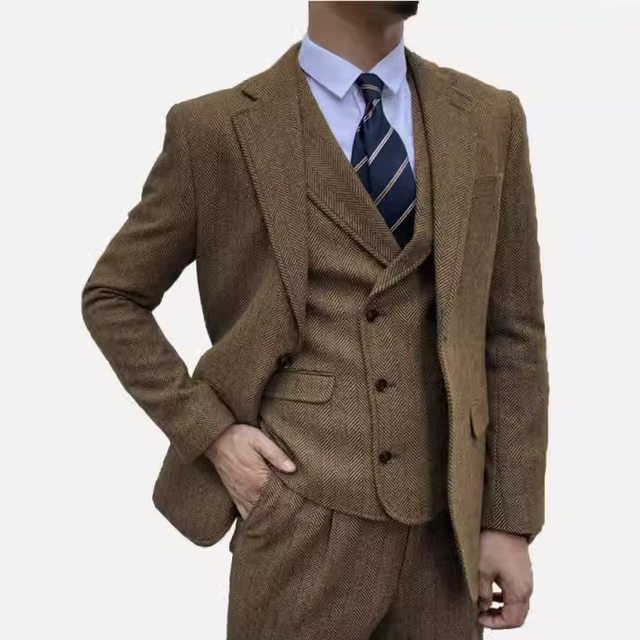 2025 Spring Autumn New Men's Plus Size Fashion Suit Jackets Wool/Silk High Quality Casual Regular Checked Single Breasted