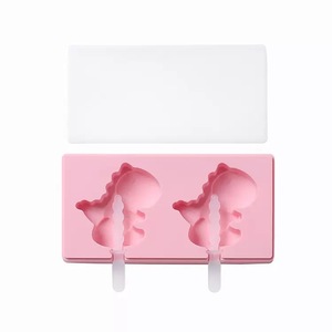 Cetakan es krim silikon dinosaurus bebas BPA anak-anak cetakan es loli silikon cetakan dengan tutup kartun pembuat es krim silikon - Product Image 4