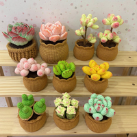 Tanaman Sukulen Rajutan Tangan yang Lucu, Berkualitas Tinggi, Mini, Buatan, untuk Dekorasi Meja, Hadiah Hari Ibu & Hadiah Pindah Rumah