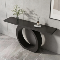Console d'entrée moderne minimaliste en métal avec base circulaire évidée, table d'appoint pour couloir, chambre d'hôtel, appartement, entrée, salon