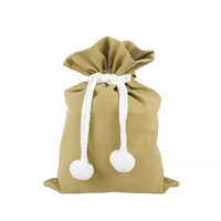 Sacs de Noël vierges en coton et lin pliables, sacs cadeaux écologiques avec cordon de serrage, sacs de Noël vierges