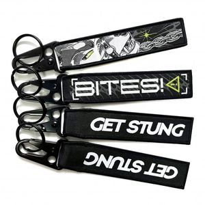 Promotional Gifts Custom Logo Cheap Jet Tag Carabiner Fabric Embroidery Car Woven Keychains - Product Image 3