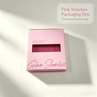 Boîtes en papier pliables personnalisées roses avec fenêtre transparente, logo imprimé, emballage en carton pour extensions de cheveux, produits de beauté