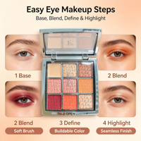 Palette de fards à paupières 9 couleurs, haute pigmentation, longue tenue, imperméable, 500 pièces, étiquette privée, logo personnalisé
