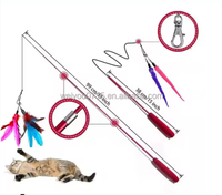 Desain baru hewan peliharaan interaktif warna-warni ukuran kustom dapat ditarik mainan kucing panjang bulu memancing batang Cacing