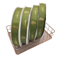 Pita Grosgrain Kustom Emas Perak Hot Stamping Foil Biodegradable untuk Ulang Tahun Natal