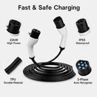 Cable TPU Inteligente Trifásico de 22 kW y 32 A con Certificación TUV para BYD VW ID.4 Zeekr, Conector de Carga Rápida Tipo 2 a Gbt