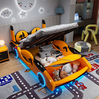 Populaire Creative Enfants Lits De Voiture Moderne Soft Pack En Cuir Enfants Voiture Lit De Luxe Garçon et Fille Dessin Animé Enfant Lit Double En Gros