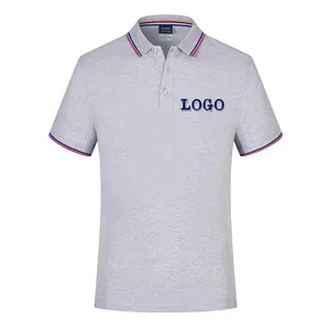 卸売 ポロシャツブランドグレー-2019新しいデザインOEM卸売グレーメンズポロシャツプリントあなた自身のロゴ