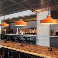 Orange Metal Pendant Light Industrial Style Polished Chrome Finish Table Lamp Shade Lightweight Easy Installation for Dining