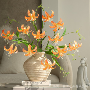 Yihua Floral Art Fleurs artificielles en soie suspendues à deux têtes, Lys blancs et rose clair pour la décoration intérieure - Product Image 2